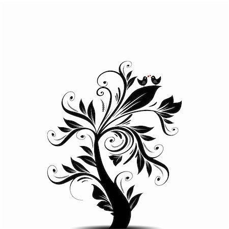simsearch:400-05925443,k - Beautiful abstract art tree with hearts and birds Stock Photo - Budget Royalty-Free & Subscription, Code: 400-05354249