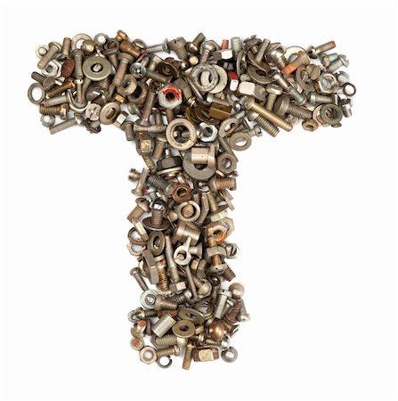 alphabet made of bolts - The letter t Stock Photo - Budget Royalty-Free & Subscription, Code: 400-05354524