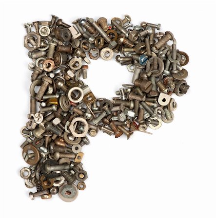 alphabet made of bolts - The letter p Stock Photo - Budget Royalty-Free & Subscription, Code: 400-05354527