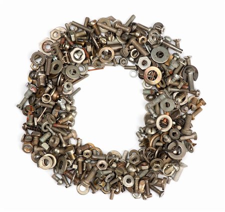 alphabet made of bolts - The letter o Stock Photo - Budget Royalty-Free & Subscription, Code: 400-05354528