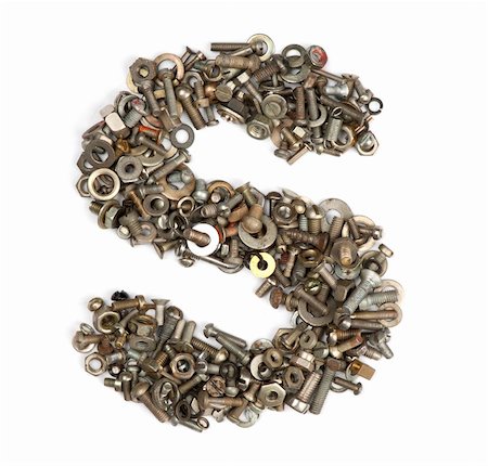 alphabet made of bolts - The letter s Stock Photo - Budget Royalty-Free & Subscription, Code: 400-05354529