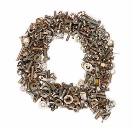alphabet made of bolts - The letter q Stock Photo - Budget Royalty-Free & Subscription, Code: 400-05354520