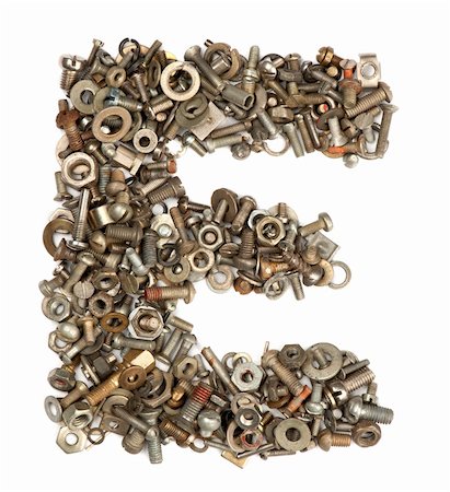 alphabet made of bolts - The letter e Stock Photo - Budget Royalty-Free & Subscription, Code: 400-05354521