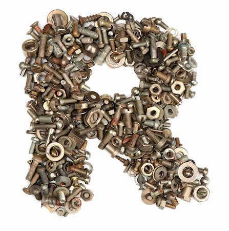 alphabet made of bolts - The letter r Stock Photo - Budget Royalty-Free & Subscription, Code: 400-05354522