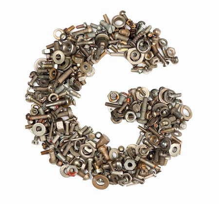 alphabet made of bolts - The letter g Stock Photo - Budget Royalty-Free & Subscription, Code: 400-05354534