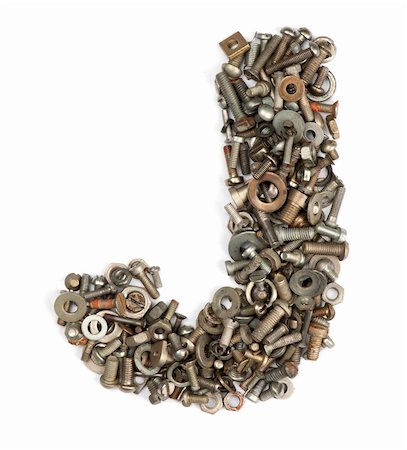 alphabet made of bolts - The letter j Stock Photo - Budget Royalty-Free & Subscription, Code: 400-05354536
