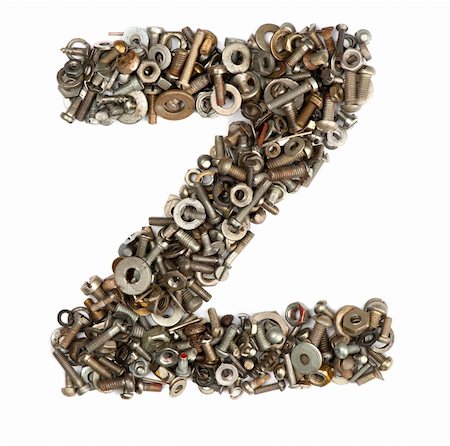 alphabet made of bolts - The letter z Stock Photo - Budget Royalty-Free & Subscription, Code: 400-05354537