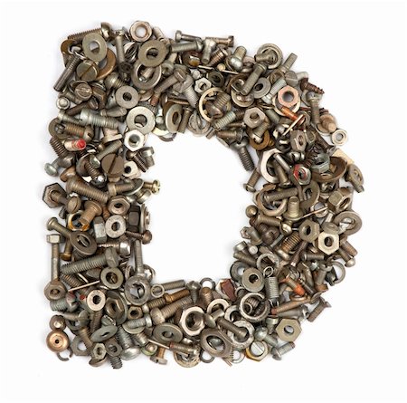 alphabet made of bolts - The letter d Stock Photo - Budget Royalty-Free & Subscription, Code: 400-05354532