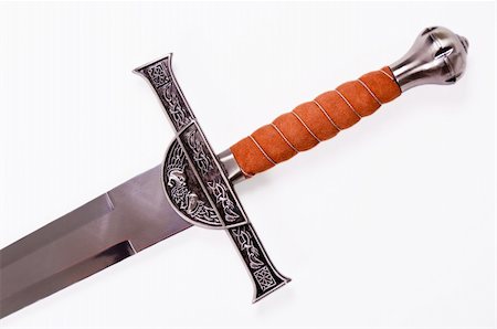 sabre - Fantasy medieval sword isolated on white background disposed by diagonal Stock Photo - Budget Royalty-Free & Subscription, Code: 400-05355231
