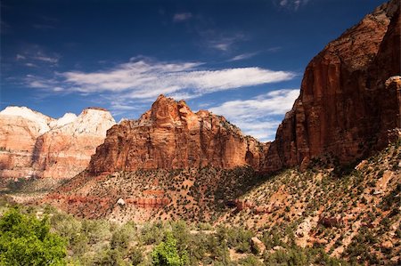 people scenic view sky hiking summer - Road through Zion Canyon National Park, Utah Stock Photo - Budget Royalty-Free & Subscription, Code: 400-05355488