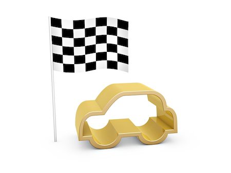 starting line race cars - checked flag and car symbol on white background Stock Photo - Budget Royalty-Free & Subscription, Code: 400-05355571