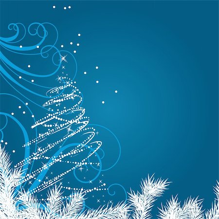 simsearch:400-05364565,k - Blue Christmas background with stylized Christmas tree Stock Photo - Budget Royalty-Free & Subscription, Code: 400-05355718