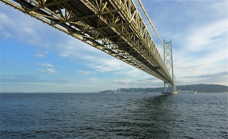 Akashi Kaikyo Bridge, (aka Pearl Bridge) crossing the Seto Inland Sea from Iwaji Island to Kobe, Japn. Photographie de stock - Aubaine LD & Abonnement, Code: 400-05355892