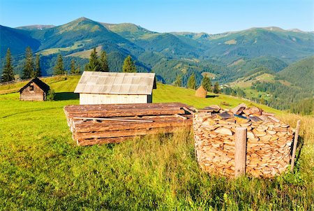 simsearch:400-05730584,k - firewood stack on summer mountain farmyard  (Carpathian, Ukraine) Stock Photo - Budget Royalty-Free & Subscription, Code: 400-05355969