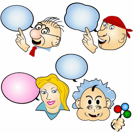 simsearch:400-04360914,k - A collection of different cartoon faces with balloons illustrations Fotografie stock - Microstock e Abbonamento, Codice: 400-05356071