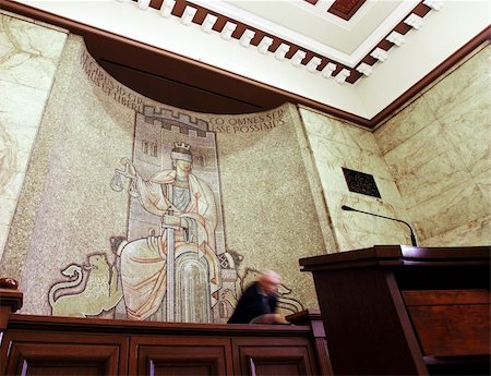 interior of a civil courtroom with mosaic figure of justice Stock Photo - Budget Royalty-Free & Subscription, Code: 400-05356308