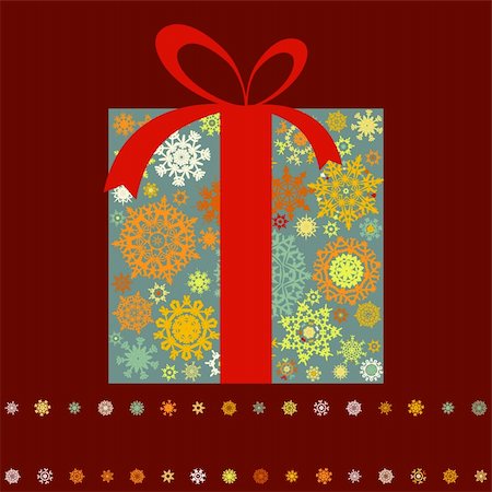 Christmas present box made from multicolor snowflakes. EPS 8 vector file included Stock Photo - Budget Royalty-Free & Subscription, Code: 400-05356440