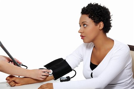 Doctor checking blood pressure of pregnant woman, isolated on white background Stock Photo - Budget Royalty-Free & Subscription, Code: 400-05356518