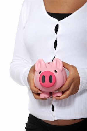 Pregnant woman holding  piggy bank , isolated on white background Photographie de stock - Aubaine LD & Abonnement, Code: 400-05356512