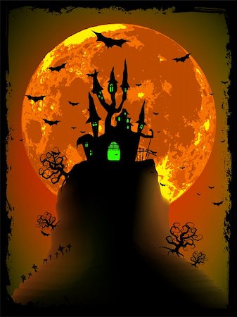 Scary halloween vector with magical abbey. EPS 8 vector file included Stock Photo - Budget Royalty-Free & Subscription, Code: 400-05356538