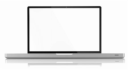 A view of an open, modern, 17 inch  laptop computer, isolated on a white background. Foto de stock - Super Valor sin royalties y Suscripción, Código: 400-05356963
