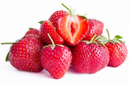 strawberry on white background shot in studio Foto de stock - Super Valor sin royalties y Suscripción, Código: 400-05357007