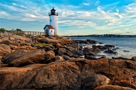 Annisquam lighthouse located near Gloucester, Massachusetts Fotografie stock - Microstock e Abbonamento, Codice: 400-05357001