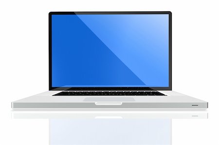 A view of an open, modern, 17 inch  laptop computer, isolated on a white background. Foto de stock - Super Valor sin royalties y Suscripción, Código: 400-05357019