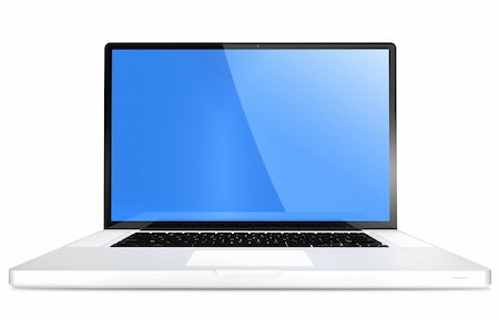 A view of an open, modern, 17 inch  laptop computer, isolated on a white background. Foto de stock - Super Valor sin royalties y Suscripción, Código: 400-05357022