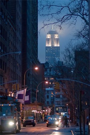 empire state building and new york city at dawn - night photo of Empire State Building in New York, USA Stock Photo - Budget Royalty-Free & Subscription, Code: 400-05357533