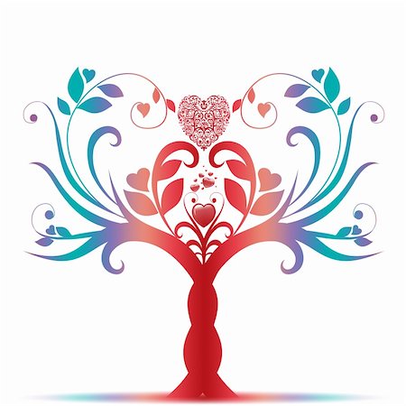 simsearch:400-05925443,k - Beautiful valentine tree with hearts pattern on white background Stock Photo - Budget Royalty-Free & Subscription, Code: 400-05358320