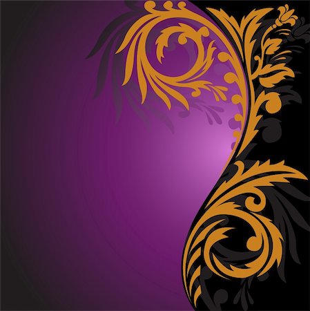 simsearch:400-05241823,k - abstract black and purple background with beautiful gold ornament on the right Photographie de stock - Aubaine LD & Abonnement, Code: 400-05358456