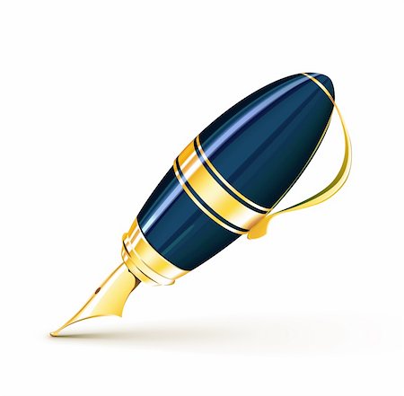 simsearch:400-07219362,k - Vector illustration of elegant fountain pen isolated on white background Foto de stock - Super Valor sin royalties y Suscripción, Código: 400-05358885