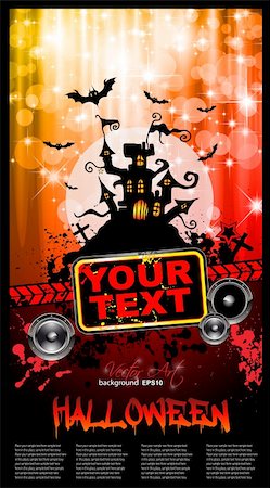 simsearch:400-05229027,k - Suggestive Halloween Party Flyer for Entertainment Night Event with a lot of space for your text.and red drops of blood in the background Stock Photo - Budget Royalty-Free & Subscription, Code: 400-05358914
