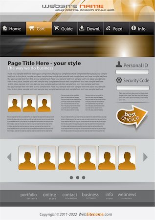 Hitech Style business website template for elegant corporate sites with a lot of design elements included. Shadows are transparent. Stock Photo - Budget Royalty-Free & Subscription, Code: 400-05358920