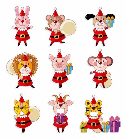 simsearch:400-04386245,k - cartoon animal Santa Claus,xmas holiday Stockbilder - Microstock & Abonnement, Bildnummer: 400-05359210