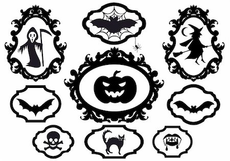 scary black cat - halloween set with frames, vector design elements Stock Photo - Budget Royalty-Free & Subscription, Code: 400-05359477