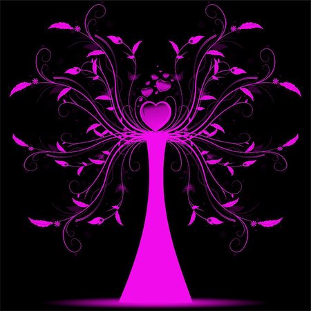 simsearch:400-05902207,k - Beautiful abstract art tree on black background Stock Photo - Budget Royalty-Free & Subscription, Code: 400-05359664