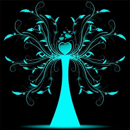 simsearch:400-05902207,k - Beautiful abstract art tree on black background Stock Photo - Budget Royalty-Free & Subscription, Code: 400-05359665