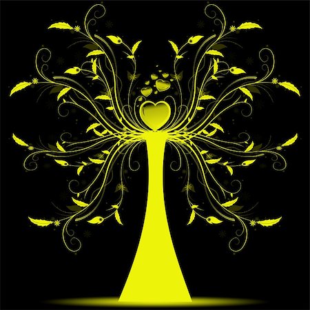 simsearch:400-05925443,k - Beautiful abstract art tree on black background Stock Photo - Budget Royalty-Free & Subscription, Code: 400-05359662