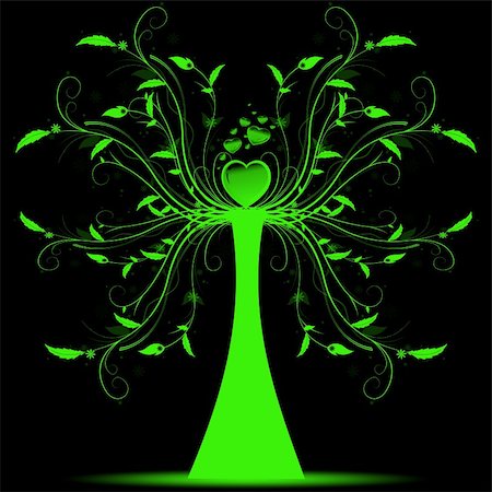 simsearch:400-05902207,k - Beautiful abstract art tree on black background Stock Photo - Budget Royalty-Free & Subscription, Code: 400-05359663