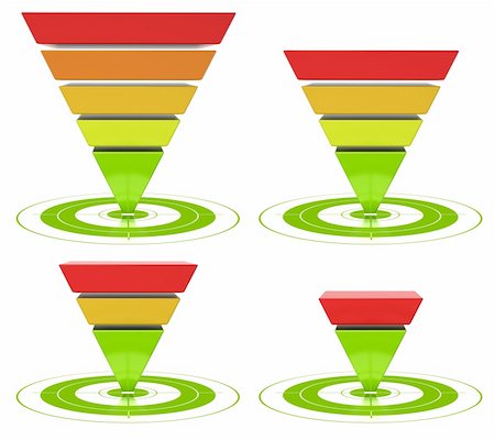 funnel - conversion funnel with customizable inverted pyramid over a white background Stock Photo - Budget Royalty-Free & Subscription, Code: 400-05350582