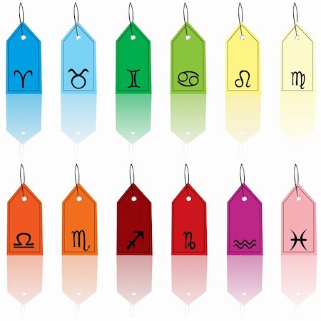 simsearch:400-04840529,k - Colored tags with zodiacal signs Stock Photo - Budget Royalty-Free & Subscription, Code: 400-05350882