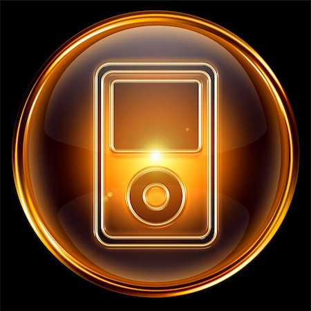 simsearch:400-04087054,k - mp3 player golden, isolated on black background. Photographie de stock - Aubaine LD & Abonnement, Code: 400-05351077