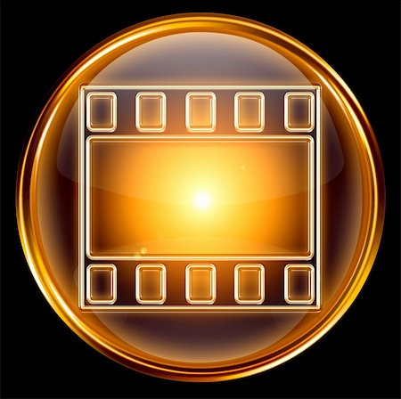 video icon gold, isolated on black background Stock Photo - Budget Royalty-Free & Subscription, Code: 400-05351091