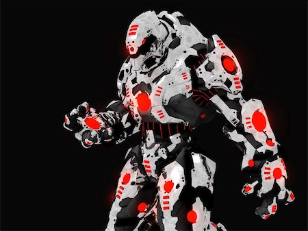 future warrior concept - 3d render of futuristic battle robot Stock Photo - Budget Royalty-Free & Subscription, Code: 400-05351305