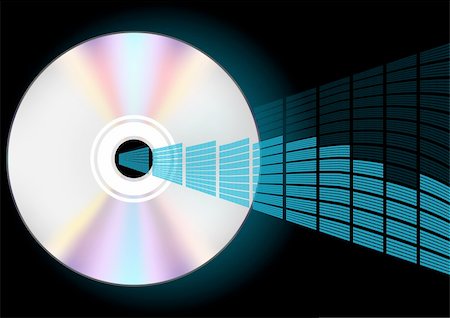 simsearch:400-06559821,k - Illustration - Compact Disc and Blue Graphic Equalizer Stock Photo - Budget Royalty-Free & Subscription, Code: 400-05351785