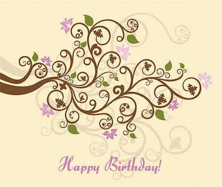 simsearch:400-05728242,k - Feminine floral happy birthday card. This image is a vector illustration. Photographie de stock - Aubaine LD & Abonnement, Code: 400-05352054