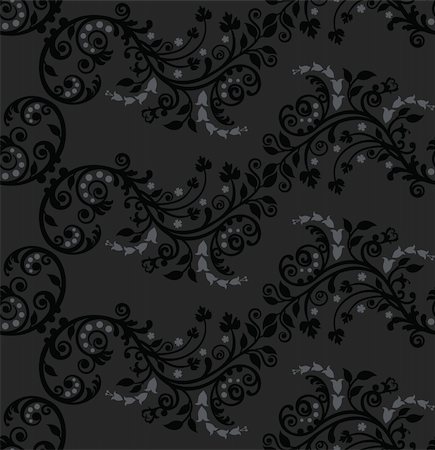 simsearch:400-05922161,k - Seamless black and silver foliage pattern. This image is a vector illustration. Photographie de stock - Aubaine LD & Abonnement, Code: 400-05352058