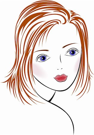 eyes makeup sketch - portrait of a beautiful blue-eyed girl with red hair Stock Photo - Budget Royalty-Free & Subscription, Code: 400-05352319